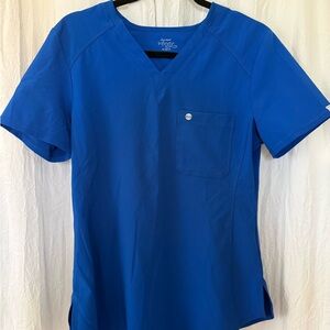 Cherokee Infinity Scrub Top Small Blue Stretch Medical Uniform